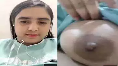 Cute girlfriend video call to lover shows big boobs